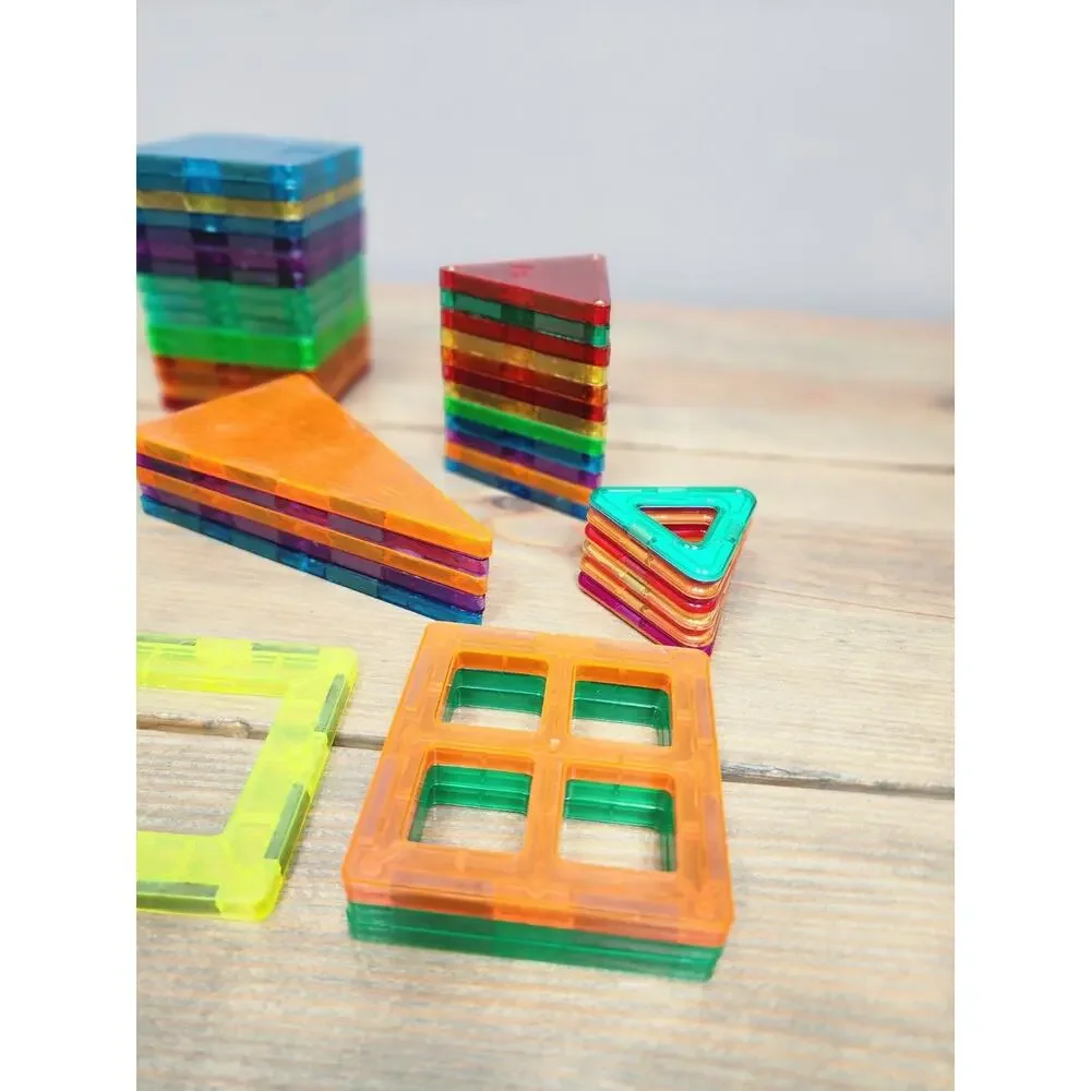 Lot of 70 Tiles Magnetic Magnatiles Colorful Shapes Kids Toys